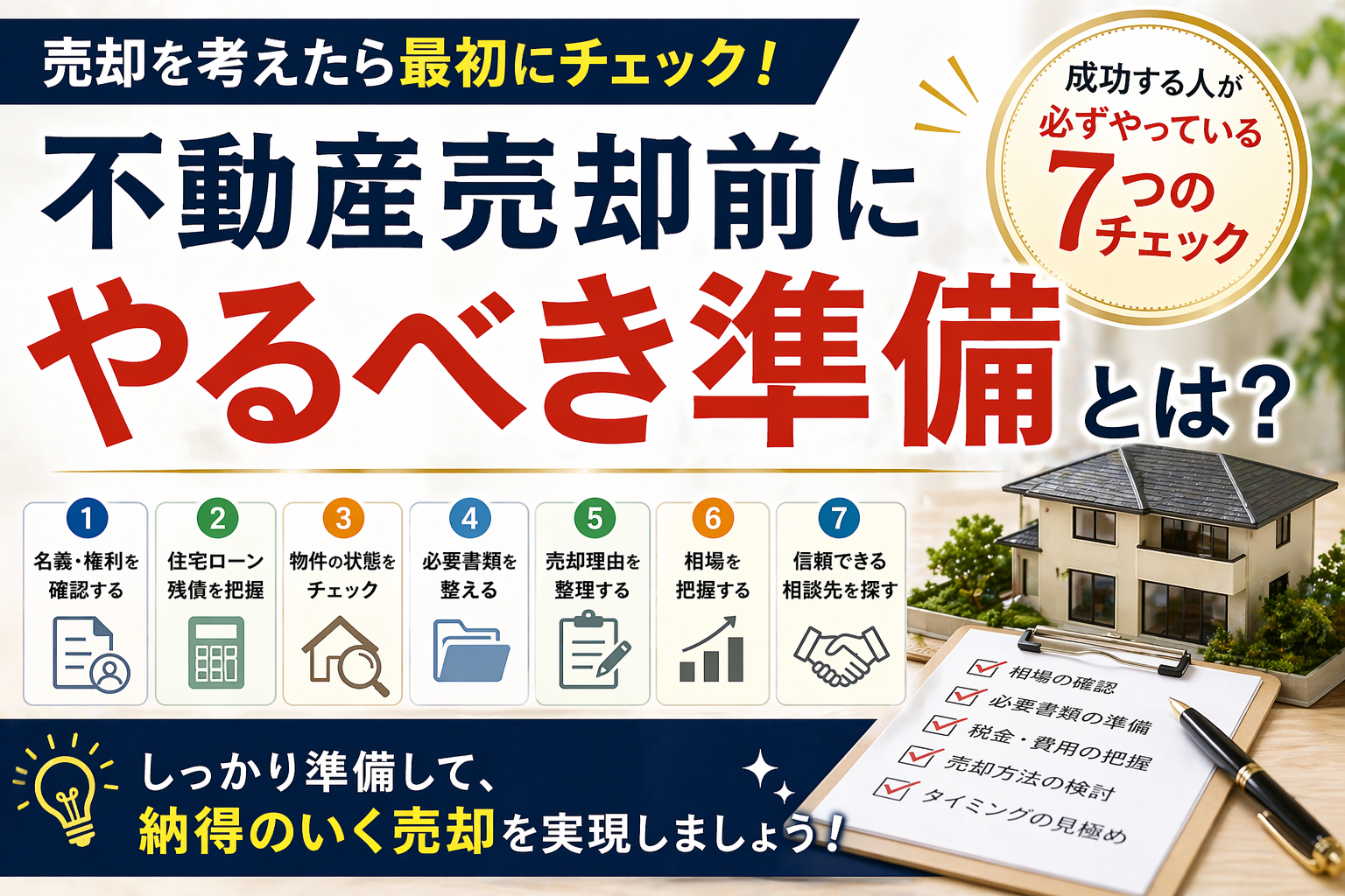 不動産売却前にやるべき準備とは? 成功する人が必ずやっている7つのチェック