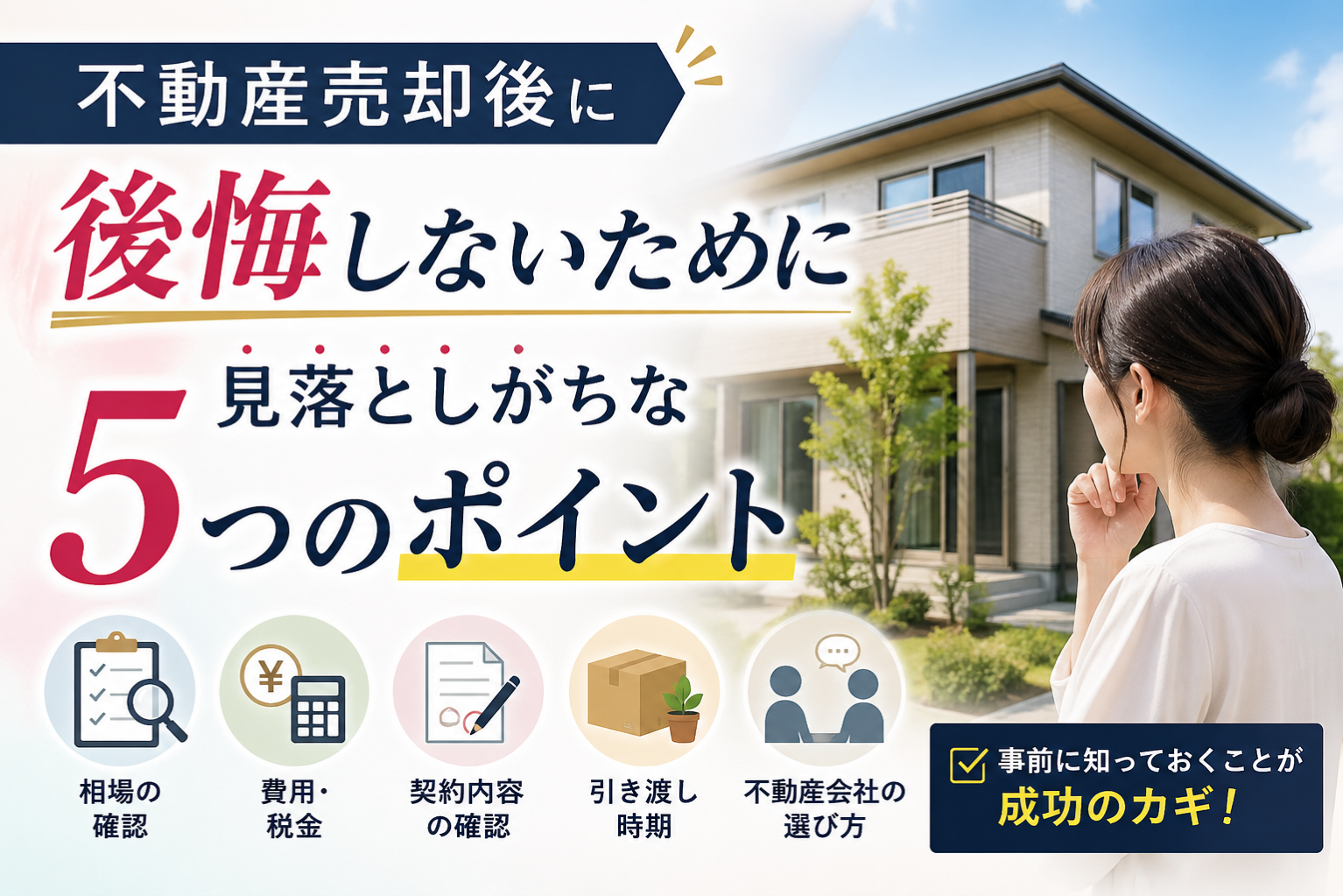 不動産売却後に後悔しないために 見落としがちな5つのポイント