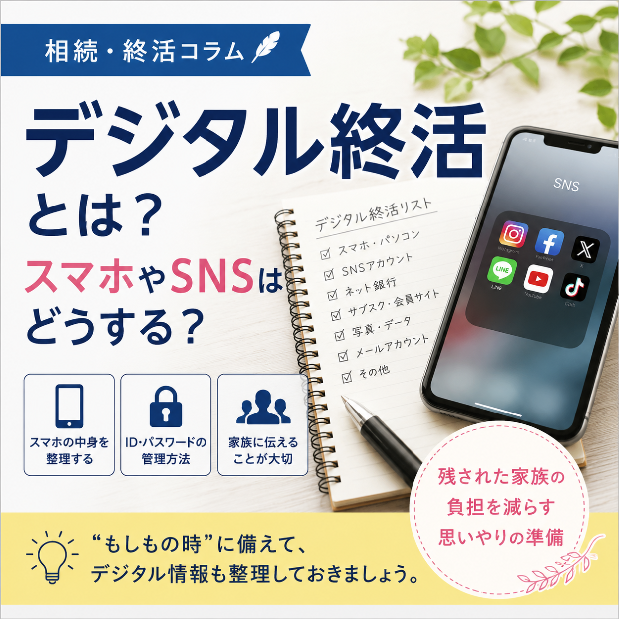 デジタル終活とは？スマホやSNSはどうする？