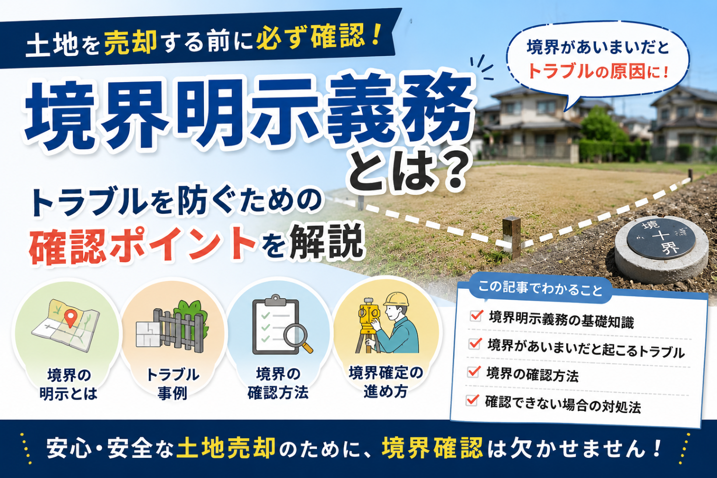 土地売却で重要な「境界明示義務」とは？トラブルを防ぐための確認ポイントを解説