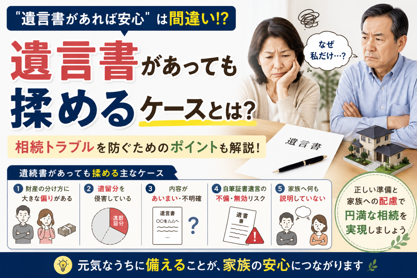遺言書があっても揉めるケースとは？相続トラブルを防ぐために知っておきたいポイント