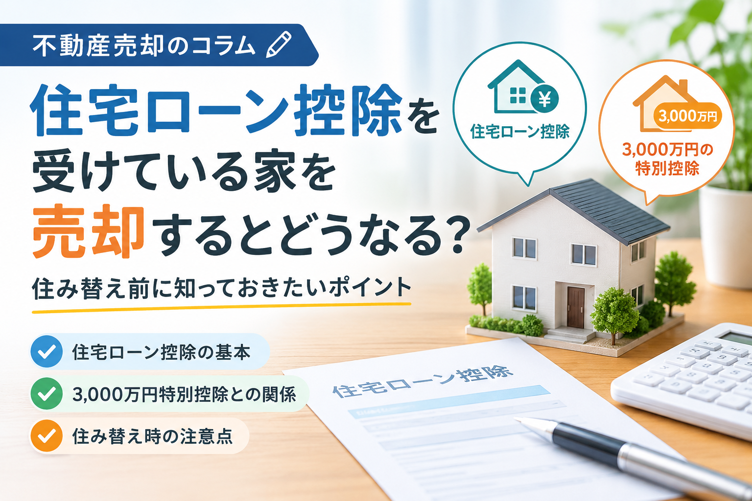 住宅ローン控除を受けている家を売却するとどうなる？住み替え前に知っておきたいポイント