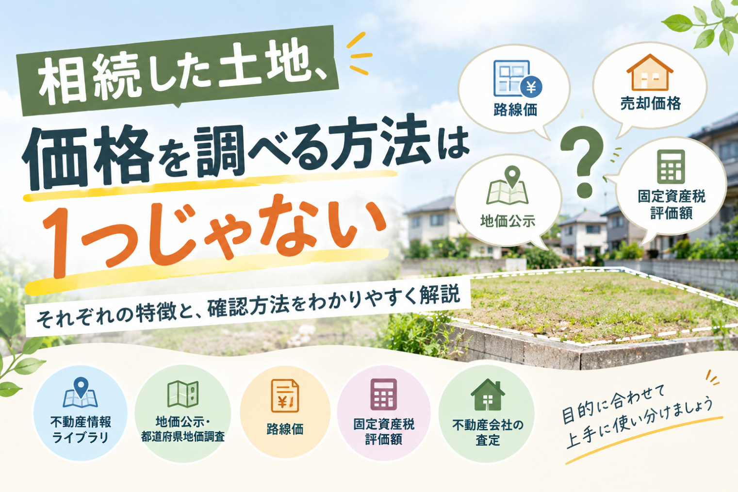 相続した土地、価格を調べる方法は１つじゃない！代表的な方法を解説！